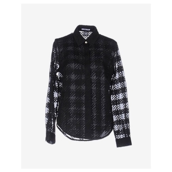 House of Holland Tops - House of Holland Sheer Plaid Shirt